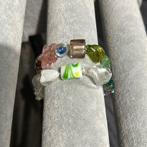 Glass bead bracelet, set of 2